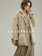 COCOBELLA Warm 90% White Duck Down Straight Midlength City Lyocell Champagne Down Jackets