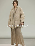 COCOBELLA Warm 90% White Duck Down Straight Midlength City Lyocell Champagne Down Jackets