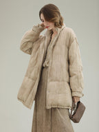 COCOBELLA Warm 90% White Duck Down Straight Midlength City Lyocell Champagne Down Jackets