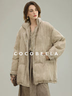 COCOBELLA Warm 90% White Duck Down Straight Midlength City Lyocell Champagne Down Jackets