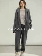 COCOBELLA Warm Brushed Fleece Commuter Relaxed Fit Zip Up Hood Ribbed Hem Women Hoodies