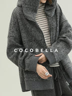 COCOBELLA Warm Brushed Fleece Commuter Relaxed Fit Zip Up Hood Ribbed Hem Women Hoodies