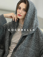 COCOBELLA Warm Brushed Fleece Commuter Relaxed Fit Zip Up Hood Ribbed Hem Women Hoodies