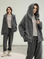 COCOBELLA Warm Brushed Fleece Commuter Relaxed Fit Zip Up Hood Ribbed Hem Women Hoodies