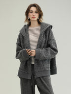COCOBELLA Warm Brushed Fleece Commuter Relaxed Fit Zip Up Hood Ribbed Hem Women Hoodies