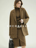 COCOBELLA Warm Ginger Wool Blend Single Button Straight Cut Office Workwear Coats