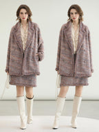 COCOBELLA Warm Lurex Button Double Breasted Loose Ladylike Commuter Wool Coats