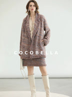 COCOBELLA Warm Lurex Button Double Breasted Loose Ladylike Commuter Wool Coats