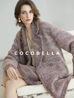 COCOBELLA Warm Lurex Button Double Breasted Loose Ladylike Commuter Wool Coats