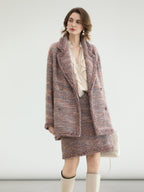 COCOBELLA Warm Lurex Button Double Breasted Loose Ladylike Commuter Wool Coats