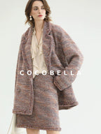 COCOBELLA Warm Lurex Button Double Breasted Loose Ladylike Commuter Wool Coats