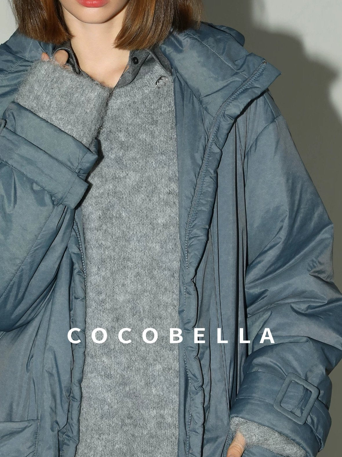COCOBELLA Warm Nylon Long Hooded Zipper Pockets Straight Commuter Women Padded Jackets