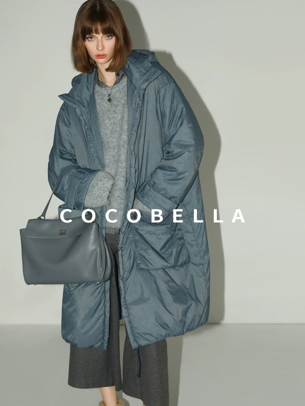 COCOBELLA Warm Nylon Long Hooded Zipper Pockets Straight Commuter Women Padded Jackets