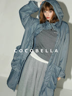 COCOBELLA Warm Nylon Long Hooded Zipper Pockets Straight Commuter Women Padded Jackets