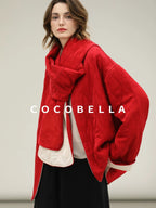 COCOBELLA Warm Pure Viscose Short Loose Fit Office Ol Long Sleeve China Red Padded Jackets