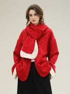 COCOBELLA Warm Pure Viscose Short Loose Fit Office Ol Long Sleeve China Red Padded Jackets