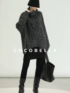COCOBELLA Warm Shimmer Batwing Sleeve Office Women Panda Color Turtleneck Knit Sweater