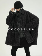 COCOBELLA Warm Shimmer Batwing Sleeve Office Women Panda Color Turtleneck Knit Sweater