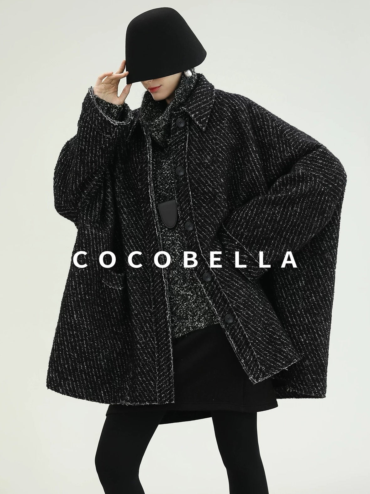 COCOBELLA Warm Shimmer Batwing Sleeve Office Women Panda Color Turtleneck Knit Sweater