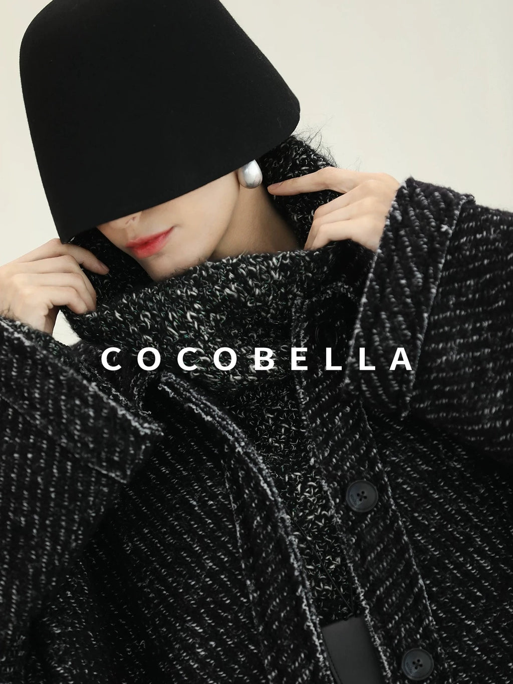 COCOBELLA Warm Shimmer Batwing Sleeve Office Women Panda Color Turtleneck Knit Sweater