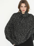 COCOBELLA Warm Shimmer Batwing Sleeve Office Women Panda Color Turtleneck Knit Sweater