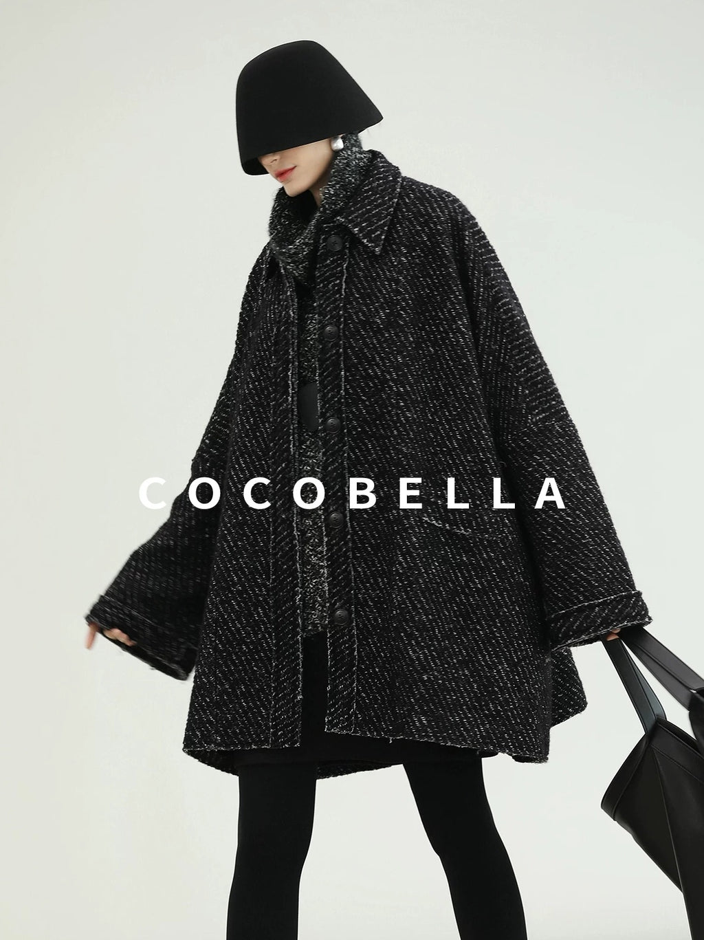 COCOBELLA Warm Shimmer Batwing Sleeve Office Women Panda Color Turtleneck Knit Sweater