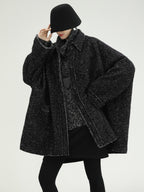 COCOBELLA Warm Shimmer Batwing Sleeve Office Women Panda Color Turtleneck Knit Sweater