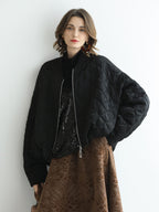 COCOBELLA Warm Short Pleated Acetate Straight Fit Street Style Black Zip Padded Jackets