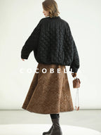 COCOBELLA Warm Short Pleated Acetate Straight Fit Street Style Black Zip Padded Jackets