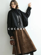 COCOBELLA Warm Short Pleated Acetate Straight Fit Street Style Black Zip Padded Jackets