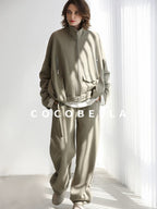 COCOBELLA Warm Thick Cotton Blend Relaxed Fit Zip Up Pocket Solid Versatile Hoodies
