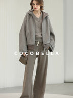 COCOBELLA Warm Thick Hooded Zip Patchwork Street Straight Fit Womens Outerwear Jackets
