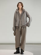 COCOBELLA Warm Thick Hooded Zip Patchwork Street Straight Fit Womens Outerwear Jackets