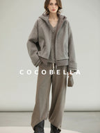 COCOBELLA Warm Thick Hooded Zip Patchwork Street Straight Fit Womens Outerwear Jackets