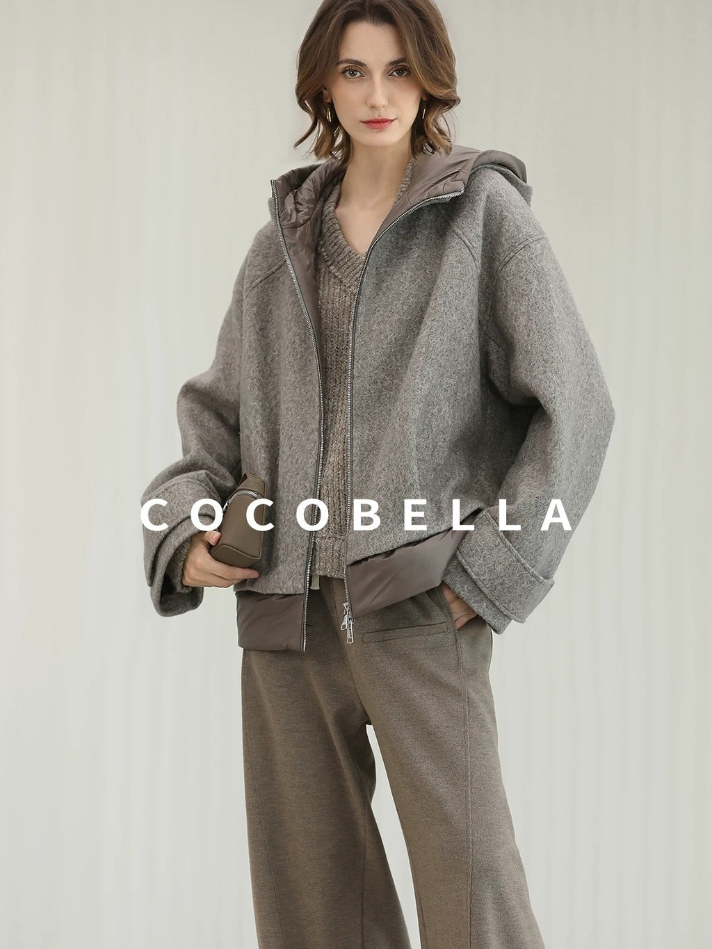 COCOBELLA Warm Thick Hooded Zip Patchwork Street Straight Fit Womens Outerwear Jackets