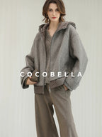 COCOBELLA Warm Thick Hooded Zip Patchwork Street Straight Fit Womens Outerwear Jackets