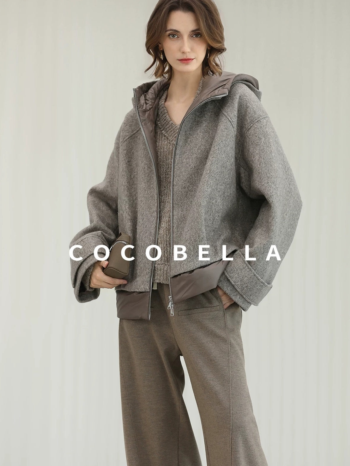 COCOBELLA Warm Thick Hooded Zip Patchwork Street Straight Fit Womens Outerwear Jackets