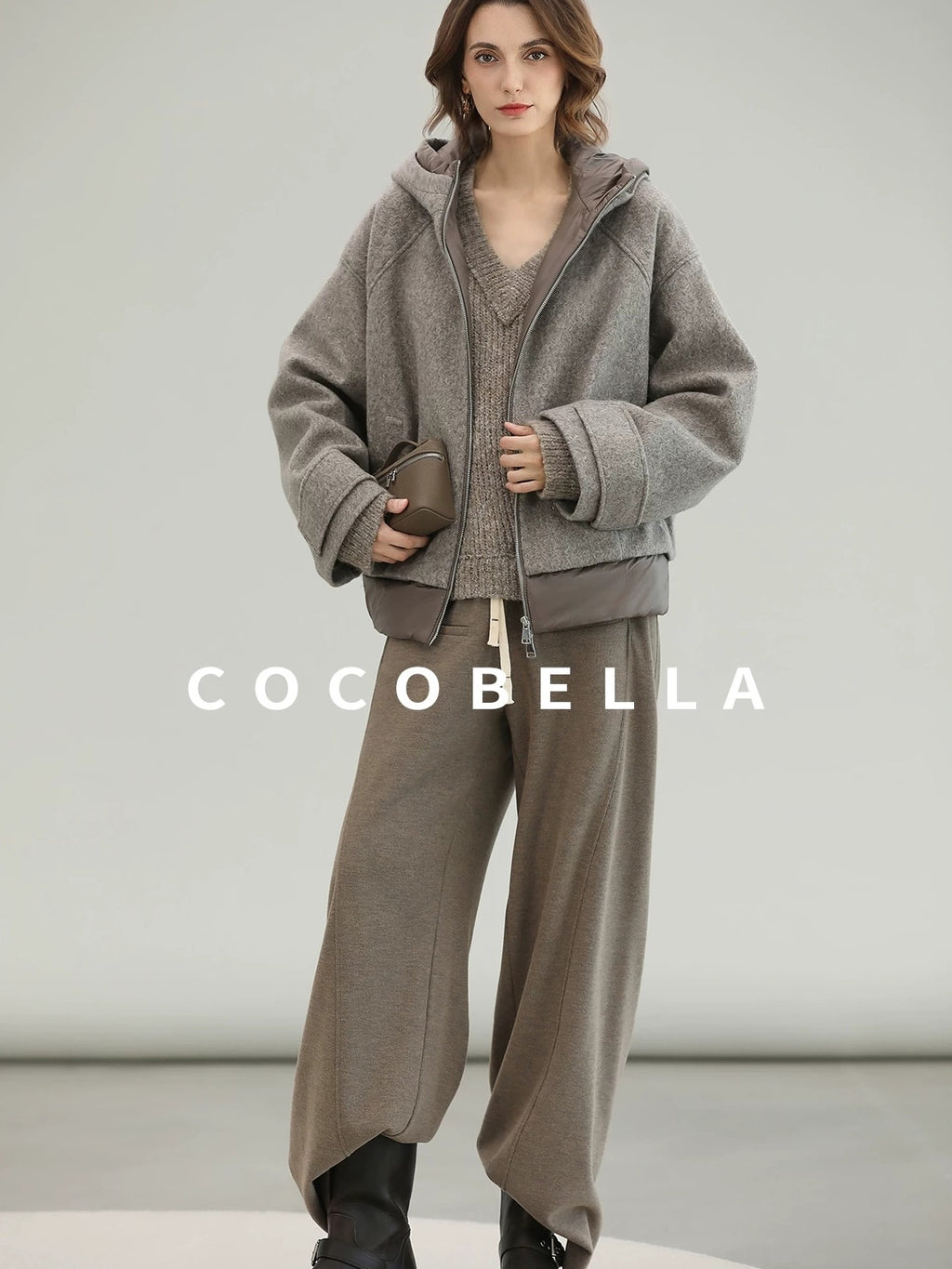 COCOBELLA Warm Thick Hooded Zip Patchwork Street Straight Fit Womens Outerwear Jackets