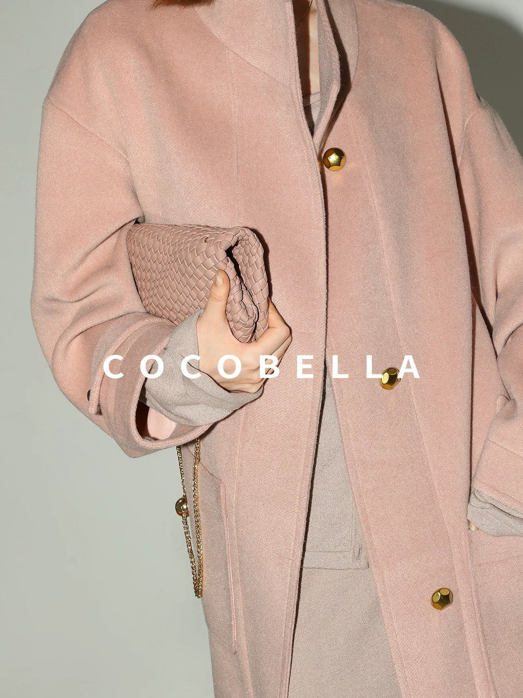 COCOBELLA Warm Thick Mid Length Elegant Commuter Straight Stand Collar Wool Overcoat Coats