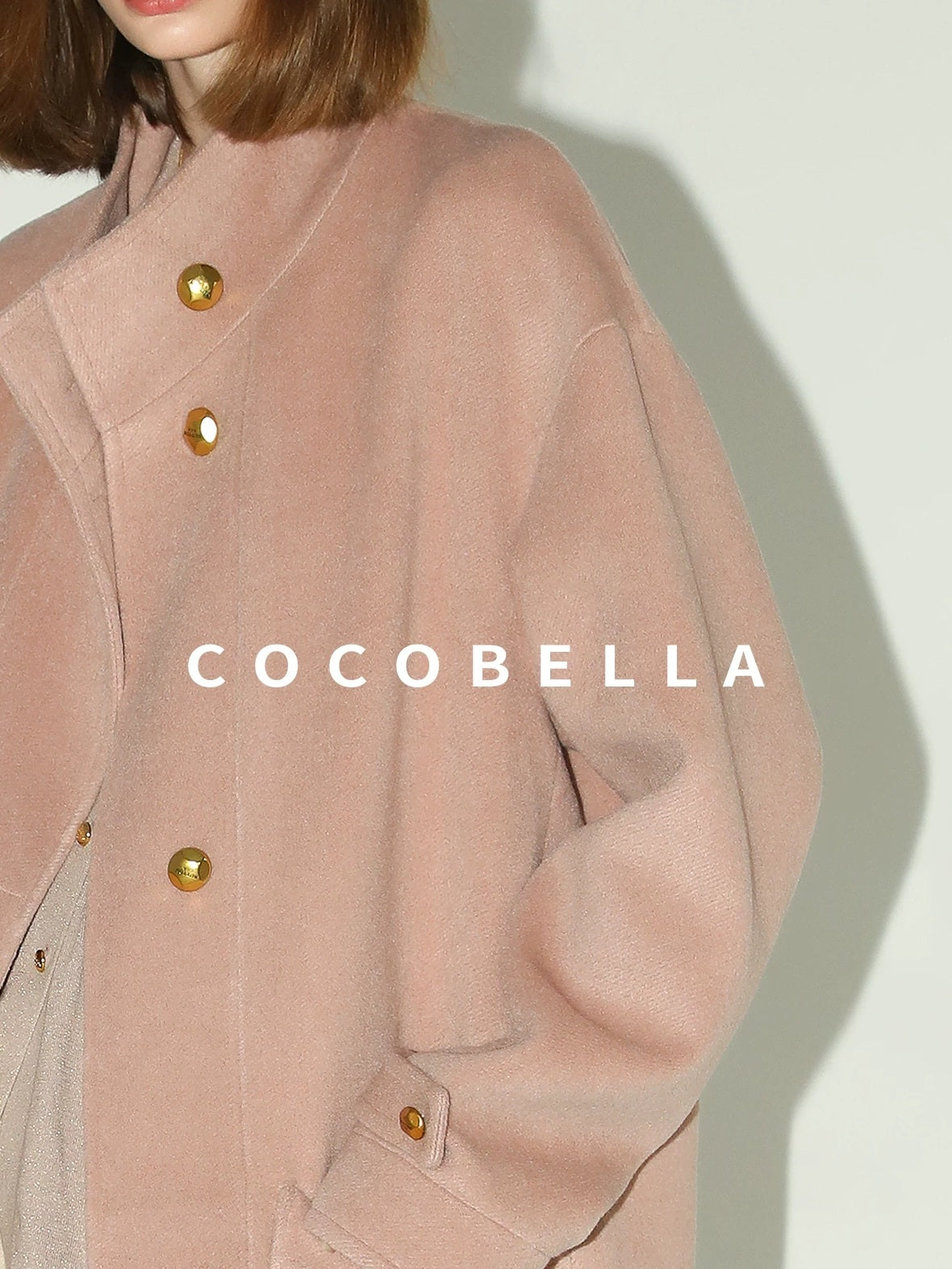 COCOBELLA Warm Thick Mid Length Elegant Commuter Straight Stand Collar Wool Overcoat Coats
