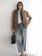 COCOBELLA Warm Wool Blend Loose Fit Single Button Flap Pocket Office Regular Blazers
