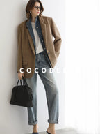 COCOBELLA Warm Wool Blend Loose Fit Single Button Flap Pocket Office Regular Blazers
