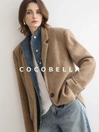 COCOBELLA Warm Wool Blend Loose Fit Single Button Flap Pocket Office Regular Blazers