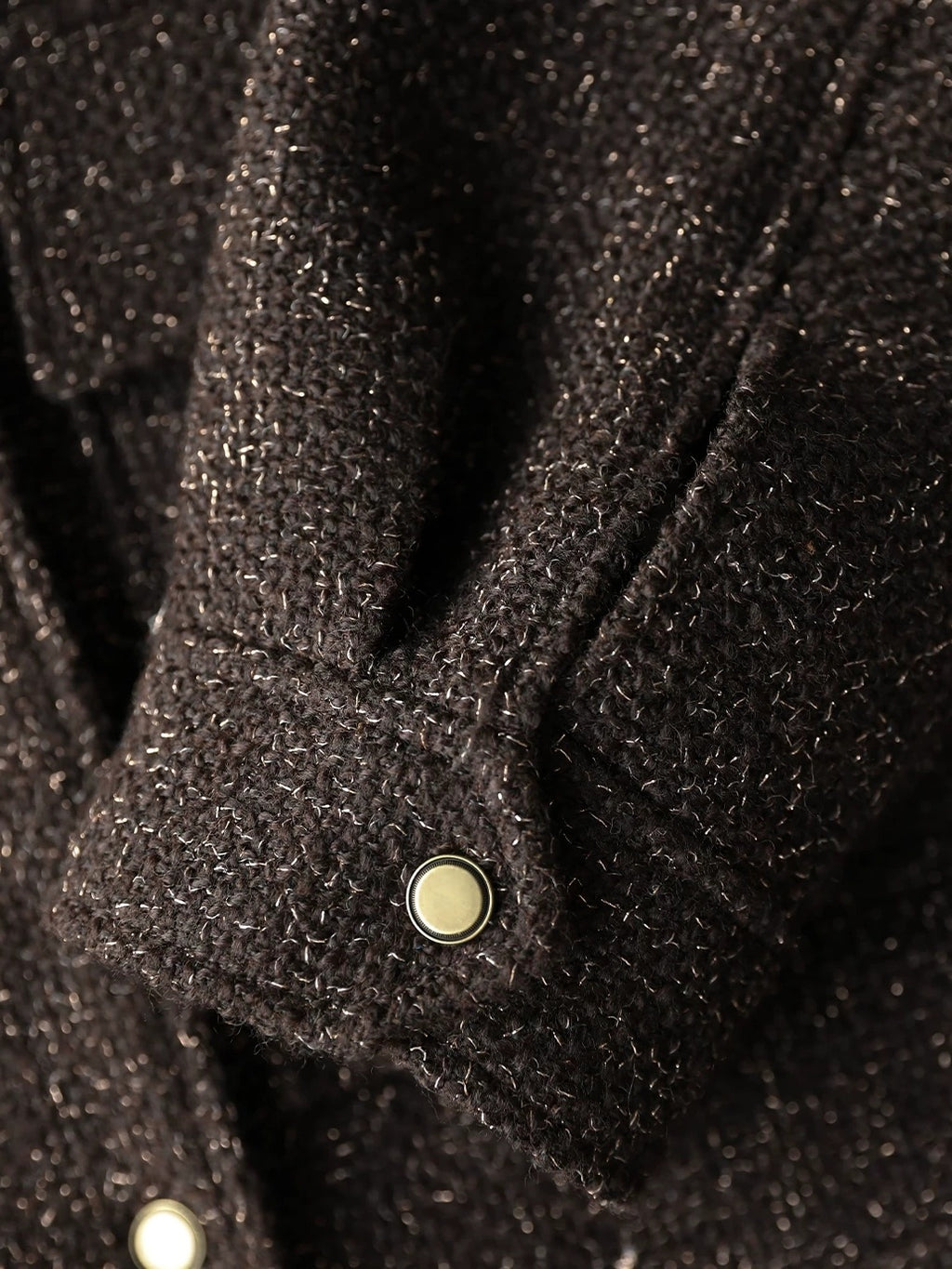 COCOBELLA Warm Wool Blend Lurex Zipper Pockets Street Straight Mid Length Women Jackets