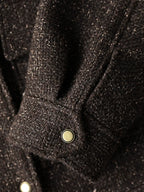 COCOBELLA Warm Wool Blend Lurex Zipper Pockets Street Straight Mid Length Women Jackets