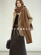 COCOBELLA Warm Wool Blend Office Relaxed Fit Single Button Flap Pockets Women Blazers