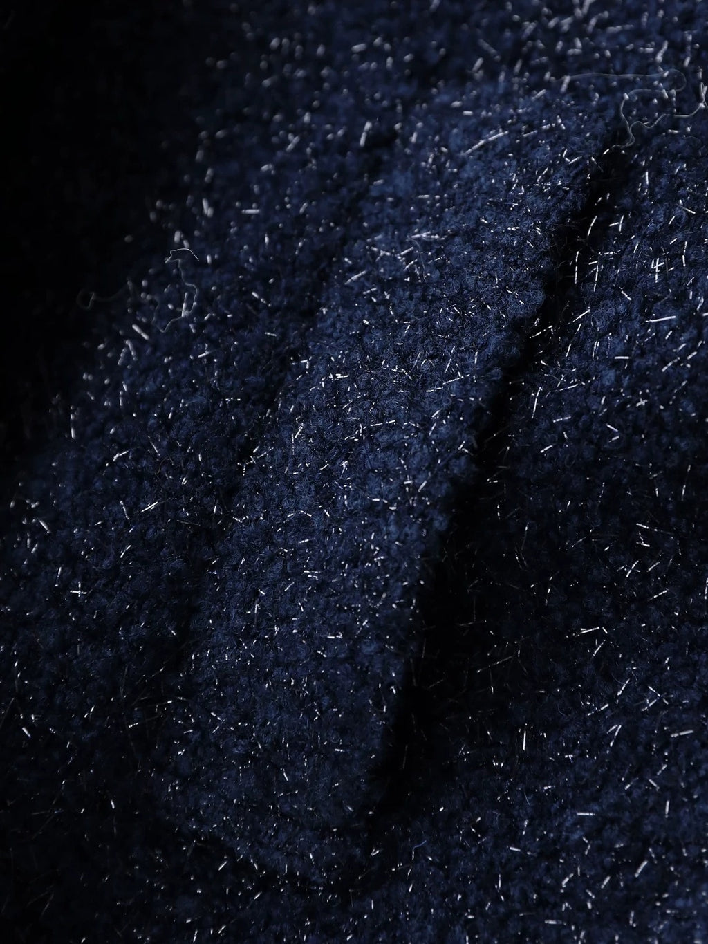 COCOBELLA Warm Wool Blend Shimmer Cropped Straight Office Style Navy Coats