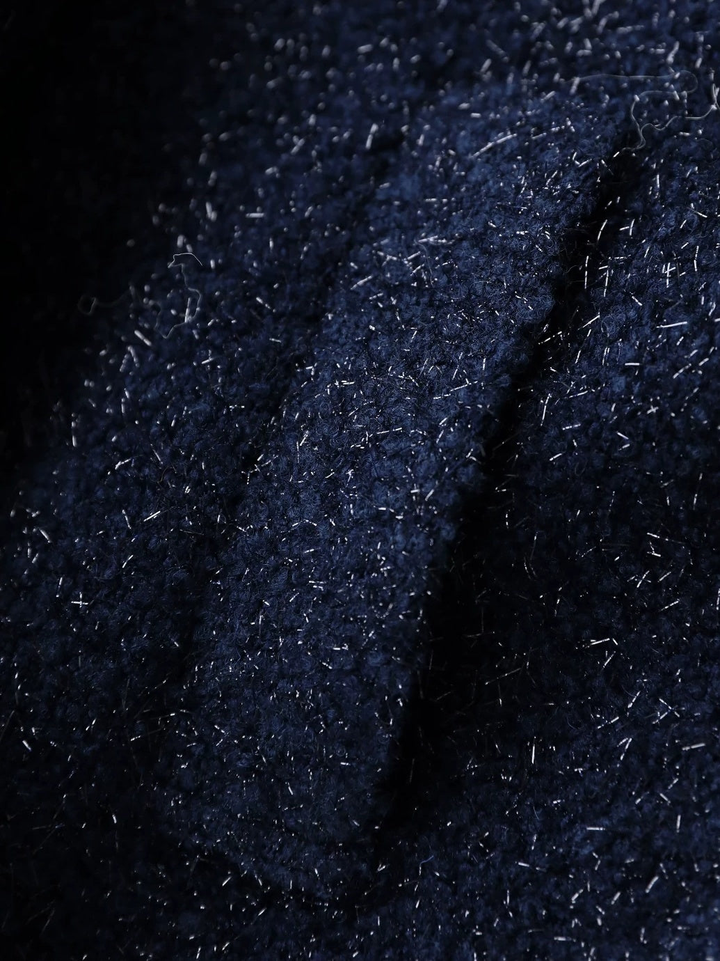 COCOBELLA Warm Wool Blend Shimmer Cropped Straight Office Style Navy Coats