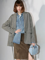 COCOBELLA Washed Distressed Loose Fit Denim Recycled Cotton Blend Pockets Women Jackets