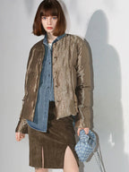 COCOBELLA Washed Distressed Loose Fit Denim Recycled Cotton Blend Pockets Women Jackets